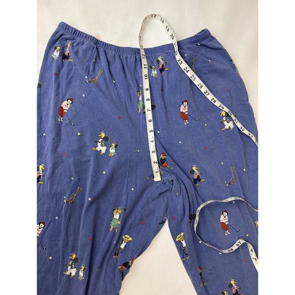 Bed Head Pajama Set Animal Print Sports Golf Croquet Dogs Women's Blue Size XL - Picture 9 of 11